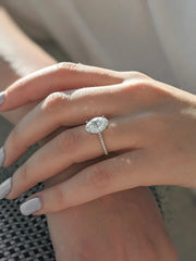 3.05ct Oval D- VS1 Lag Grown Diamond Hidden Halo Engagement Ring