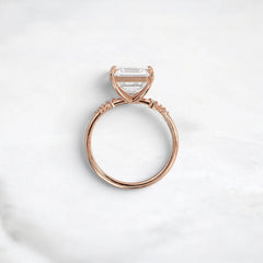 3.0CT Asscher Cut Moissanite Engagement Ring with Pave Band in 14K Gold
