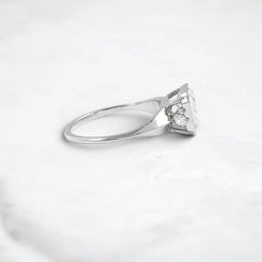 3.13CT Asscher Cut Moissanite Bezel Engagement Ring with Pear Side Stones in 14K Yellow Gold