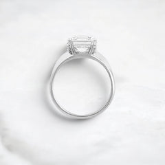 3.13CT Asscher Cut Moissanite Bezel Engagement Ring with Pear Side Stones in 14K Yellow Gold