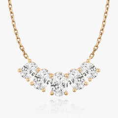 3.50TCW Oval F-VS Lab Grown Diamond Five Stone Necklace