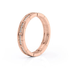 4mm Round Cut Moissanite Men's brick-layered Wedding Band