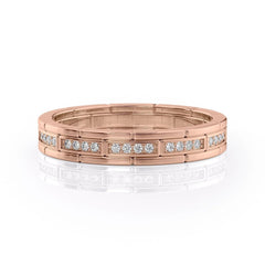 4mm Round Cut Moissanite Men's brick-layered Wedding Band