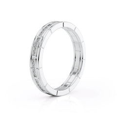 4mm Round Cut Moissanite Men's brick-layered Wedding Band