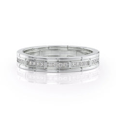 4mm Round Cut Moissanite Men's brick-layered Wedding Band