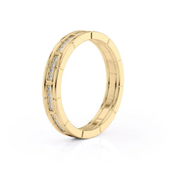 4mm Round Cut Moissanite Men's brick-layered Wedding Band