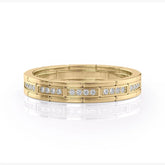 4mm Round Cut Moissanite Men's brick-layered Wedding Band