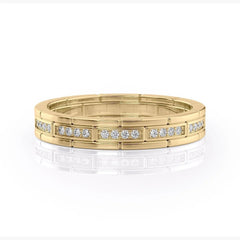 4mm Round Cut Moissanite Men's brick-layered Wedding Band