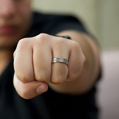 4mm Round Cut Moissanite Men's brick-layered Wedding Band