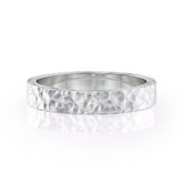 4mm Round Cut Moissanite Men's Diamond Hammered Wedding Band