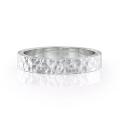 4mm Round Cut Moissanite Men's Diamond Hammered Wedding Band