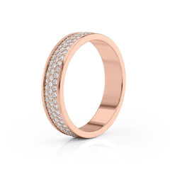 5mm Round Cut Three Rows Moissanite Men's Wedding Band
