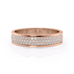 5mm Round Cut Three Rows Moissanite Men's Wedding Band