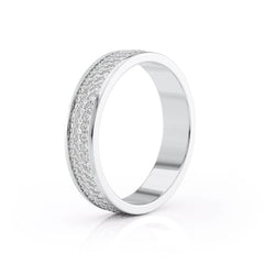 5mm Round Cut Three Rows Moissanite Men's Wedding Band