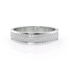 5mm Round Cut Three Rows Moissanite Men's Wedding Band