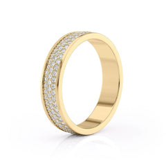 5mm Round Cut Three Rows Moissanite Men's Wedding Band