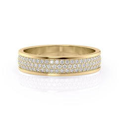 5mm Round Cut Three Rows Moissanite Men's Wedding Band