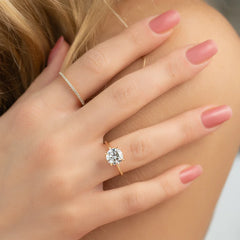1CT Round Cut Solitaire Lab Grown Engagement Ring, Four Claw Prong 14K Yellow Gold