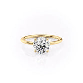 1CT Round Cut Solitaire Lab Grown Engagement Ring, Four Claw Prong 14K Yellow Gold