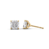 1 Carat cushion Lab-Grown Stud Earrings in 14K Yellow Gold - Image 1