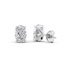 1 CTW Stud Earrings Set With Oval Lab Diamonds