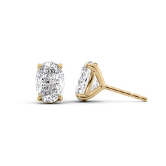 1 CTW Stud Earrings Set With Oval Lab Diamonds