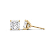 1 Carat princess Lab-Grown Stud Earrings in 14K Yellow Gold - Image 1