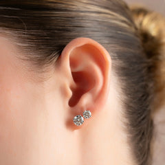 1 CTW Stud Earrings Set With Round Lab Diamonds