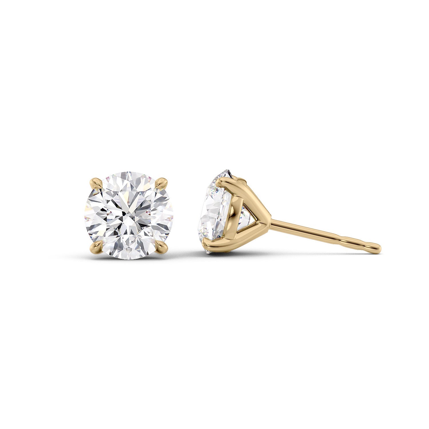 1 Carat round Lab-Grown Stud Earrings in 14K Yellow Gold - Image 1