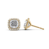 1 Carat cushion Lab-Grown Stud Earrings in 14K Yellow Gold - Image 1