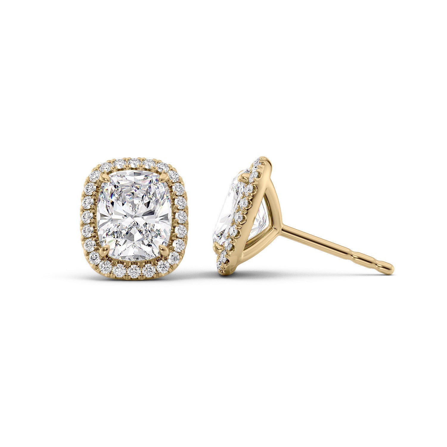 1 Carat elongated cushion Lab-Grown Stud Earrings in 14K Yellow Gold - Image 1