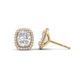 1 Carat elongated cushion Lab-Grown Stud Earrings in 14K Yellow Gold - Image 1