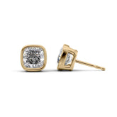 1 Carat cushion Lab-Grown Stud Earrings in 14K Yellow Gold - Image 1