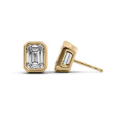 1 Carat emerald Lab-Grown Stud Earrings in 14K Yellow Gold - Image 1