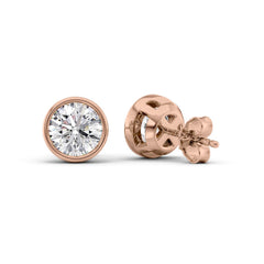 1 CTW Bezel Stud Earrings Set With Round Lab Diamonds
