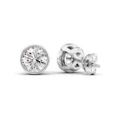 1 CTW Bezel Stud Earrings Set With Round Lab Diamonds