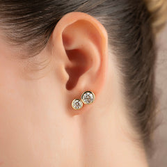 1 CTW Bezel Stud Earrings Set With Round Lab Diamonds