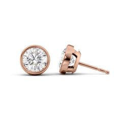 1 CTW Bezel Stud Earrings Set With Round Lab Diamonds