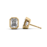 1 Carat radiant Lab-Grown Stud Earrings in 14K Yellow Gold - Image 1