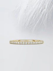 1.30mm Round Cut Moissanite Half Eternity Diamond Wedding Band