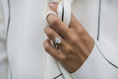 2.90CT Oval Cut Hidden Halo 4 Prongs Moissanite Engagement Ring
