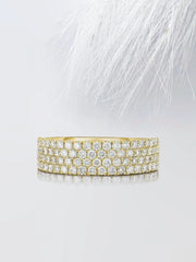 Round Cut Moissanite Four Row Diamond Wedding Band