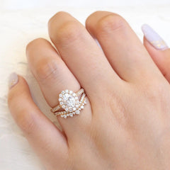 1.50CT Oval Cut Solitaire Moissanite Halo Bridal Engagement Ring Set