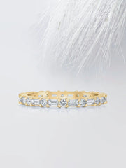 Baguette & Round Cut Moissanite Eternity Diamond Wedding Band