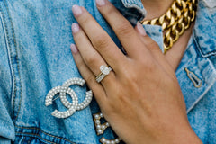 2.70CT Oval Cut Hidden Halo Moissanite Engagement Ring