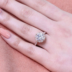 2.30CT Vintage Floral Cushion Cut Moissanite Halo Bridal Engagement Ring Set