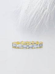 Baguette Cut Moissanite Full Eternity Diamond Wedding Band in Yellow Gold