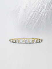 Round Cut Moissanite Petite Pave Diamond Wedding Band for Women