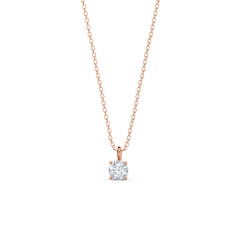 Round Moissanite Solitaire Necklace in Solid Gold