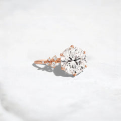 2CT Round Cut Cluster Moissanite Engagement Ring Floating Accent Stones
